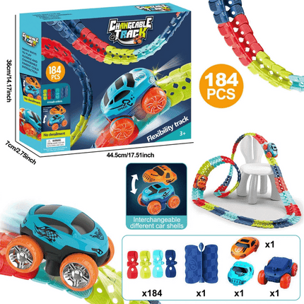 184Pcs Zero Gravity Car Track Set Flexible Changeable Race Gifts