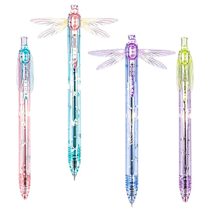 Gleaming Wings Dragonfly Pen,Dragonfly Pen with Moving Wings,Cute Novelty Pen (4PCS Pink+Blue+Green+Purple)