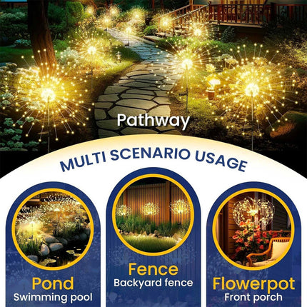 2Pack Solar Powered Garden Outdoor Lights Firework Yard Pathway Christmas Lights