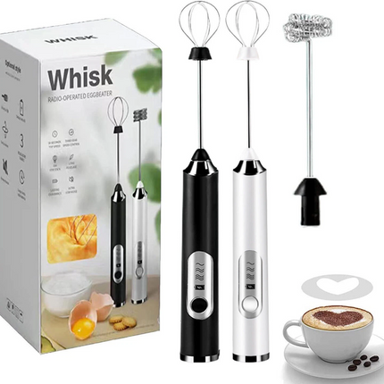 Handheld Electric Coffee Milk Frother Whisk Egg Beater Rechargeable 3 Speeds