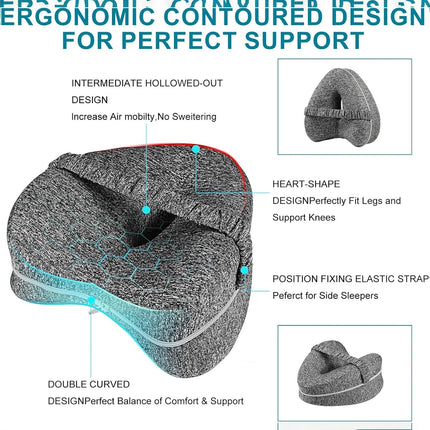 Memory Foam Leg Pillow Cushion Knee Support Pillow with Washable Cover for Bed and Sofa