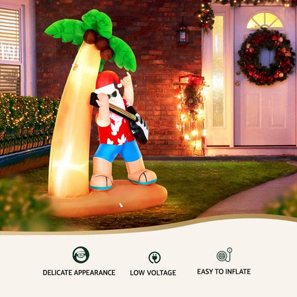 Christmas Inflatable Santa Guitar 2.1M Led Illuminated Decorations