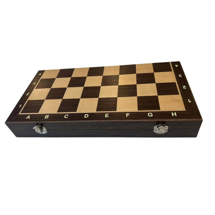 39cm Folding Wooden Chess Set Ebony & Oak Timber with Stable Pieces