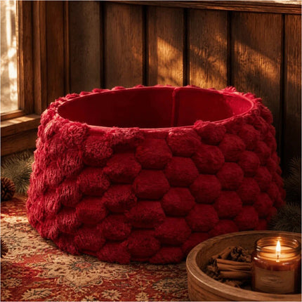 Foldable Tree Bottom Decoration Round Xmas Tree Base Decor Family Holiday Red