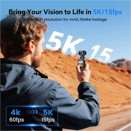 5K/4K 64GB Vlogging Video Recording Body Camera Pocket Action Cam with Mic EIS