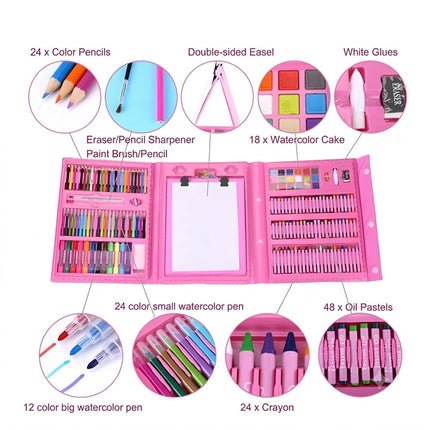 208PCS   Art Set Box Case Paint Draw Drawing Colour Pencils Pastels Gift Kit