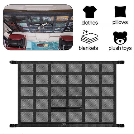 Universal Car Roof Storage Net Ceiling Mesh Cargo Storage Bag for Campervan Vehicle Interior Organizer