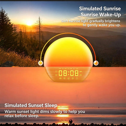 Sunrise Alarm Clock FM Radio White Noise Sleep Aid Night Lamp Bluetooth Speaker