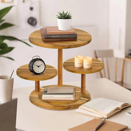 4-Tier Round Wood Cupcake Tower Stand for Birthday, Graduation, Coffee & Tea Party