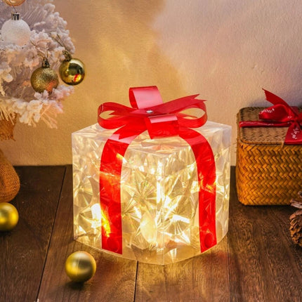 3Pcs LED Christmas Lights Glowing Gift Box 3D Christmas Indoor & Outdoor Decor Red