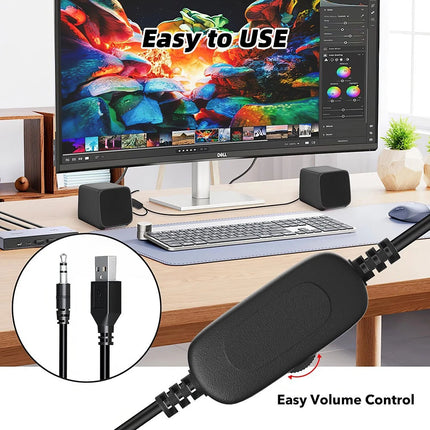 Pair Computer Speaker Loud Sound with RGB Light for PC Laptop Stereo Desktop
