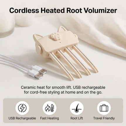 Electric Cordless Heated Hair Volume Clip- Root Clips for Curly Hair Volume Beige
