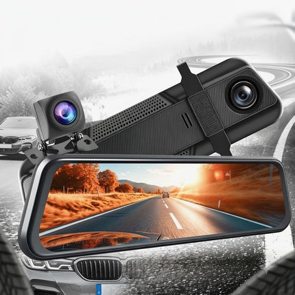 10 Inch Dash Camera Rear View Mirror Full HD 1080P Dual Lens Loop Recording Pro