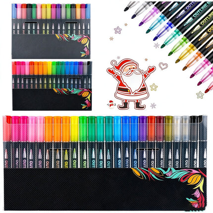 12/24/48PCS Outline Pens Metallic Coloring Lightstick Graffiti Pen Xmas Gifts