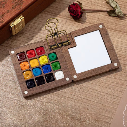 Pocket Artist Watercolor Travel Set Mini Portable Wooden Paint Palette Kits NEW