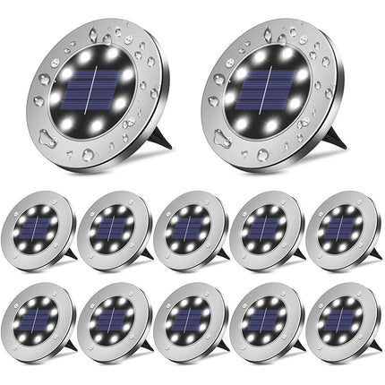 12 Solar Powered LED Buried Inground Recessed Light Garden Outdoor Deck Path