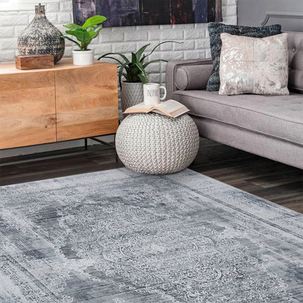 Extra Large Silver Grey Paisley Persian Style Rug, Indoor Household Floor Carpet
