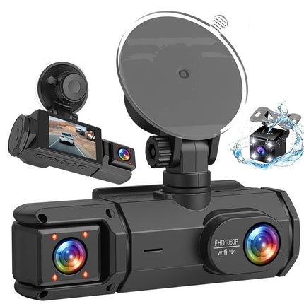 1080P 3 Channel Front Rear And Inside Dash Cam Night Vision G-Sensor APP Control