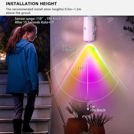 Body Motion Sensor LED Night Light Stairs Doorway Bedside Toilets RGB Wall Lamp