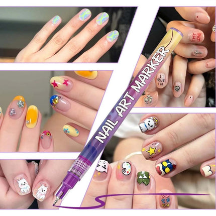 12Pcs 3D Nail Art Drawing Pen Waterproof Painting Liner Drawing Embellishing