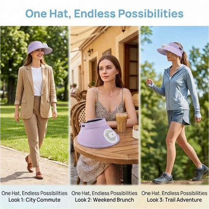 USB Charging Fan Wide Brim Sun Hat Breathable Sun Protection Hat Beach