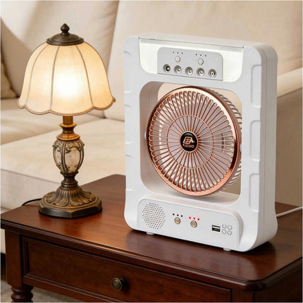 Portable Solar Air Fan Cooler With Humidifier Bluetooth Speaker Camping Light