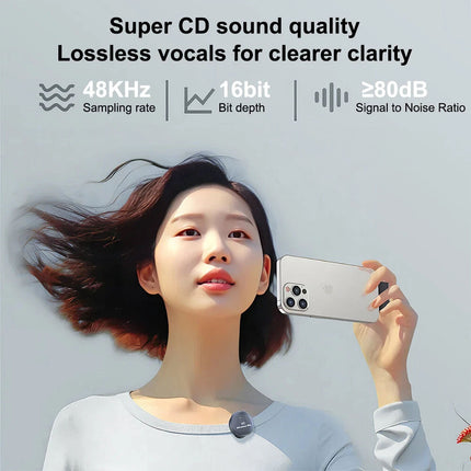 Wireless Bluetooth Lavalier Microphone for iPhone/Android Lapel Mic with Adapter