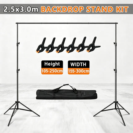 2.5X3M Photograph Background Support Adjustable Photo Backdrop Stand Kit +BAG