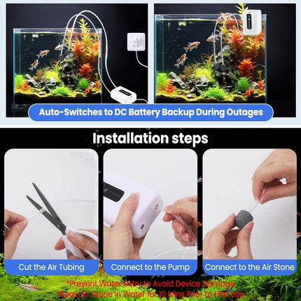 Ultra Quiet Portable USB Rechargeable Aquarium Fish Tank Oxygen Air Pump Aerator