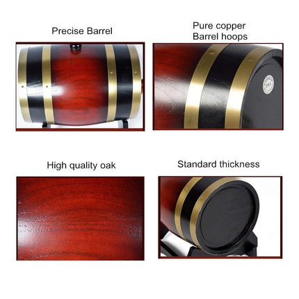 Wooden Wine Barrel Beer Whiskey Rum Brewing Port Keg Brewing Barrel 1.5L