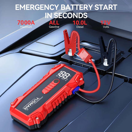 7000A Car Jump Starter Pack Power Bank LED LCD Battery High Booster Charger