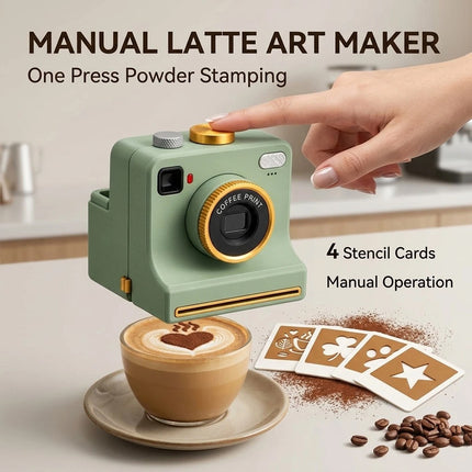 3D Printed Latte Art Camera, Coffee Powder Printer with Multiple Stencil Cards