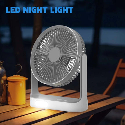 Solar Powered Cooling Fan Cooler Rechargeable Camping Fan with 2 Lights Bulbs