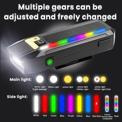 USB Rechargeable Bike Front Light Bar Bicycle LED Night Riding Lamp Headlight