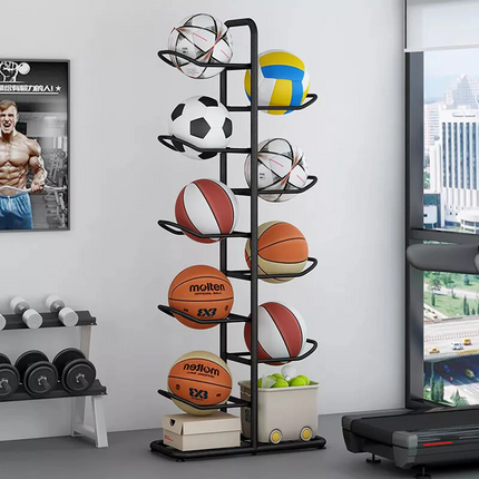 Ball  Rack Basketball Holder Garage Sports Organizer 9-Ball Display Stand