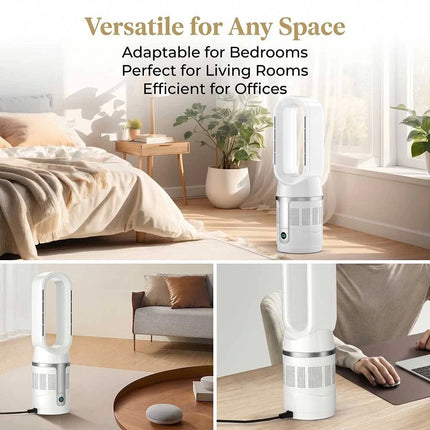 White 2-in-1 Cooling & Heating Bladeless Tower Fan with Remote