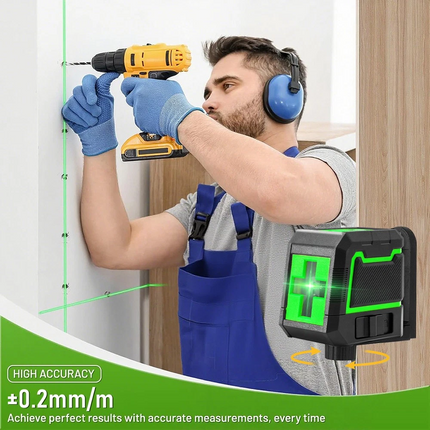 Green Beam Cross Line Laser Level Self Leveling Home DIY Level Water Resist IP54