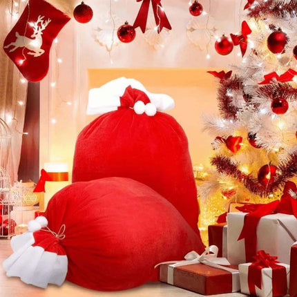 100x70cm Huge Santa Claus Gift Bag Red Candy Bag Plush Storage Pouch Holiday Gifts