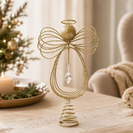 Sparkling Christmas Tree Top Angel Decoration Xmas Tree Top Ornament New Year