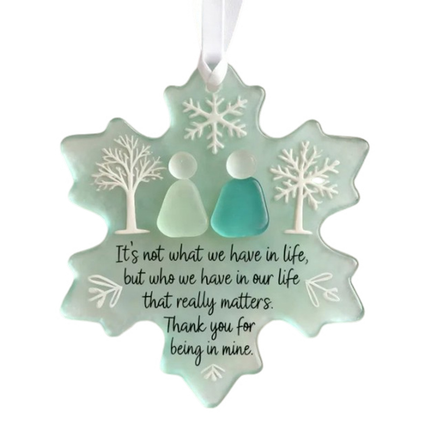 Snowflake Shaped Sea Glass Friendship Ornament Christmas Decoration Gifts