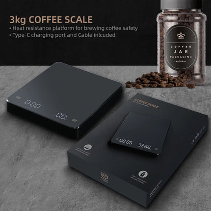 2x Digital Coffee Scale Timer Espresso USB High Precision Measures Kitchen Scale