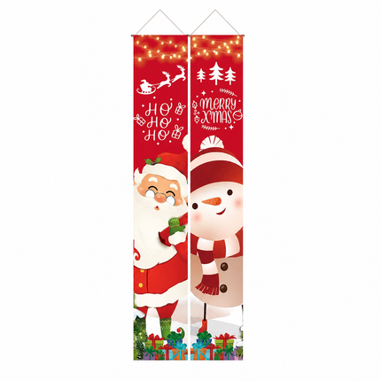 Santa and snowman Christmas porch banner set on pure white background