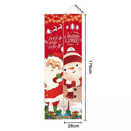 Santa & Snowman Christmas Porch Banner Set – 176cm on white background