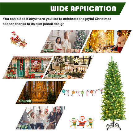 1.5M Pre Lit Slim Christmas Tree Artificial LED Christmas Decor