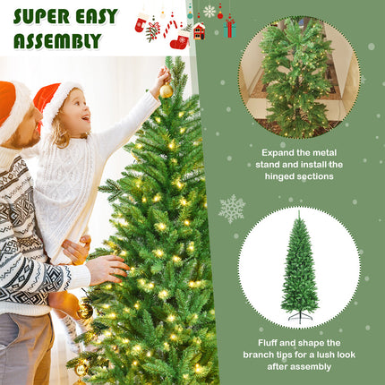 1.5M Pre Lit Slim Christmas Tree Artificial LED Christmas Decor