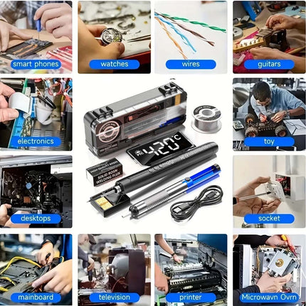 Cordless Soldering Iron Kit Usb Rechargeable Digital Display 5-speed Temperature Upgraded Version GRAY - Image 2