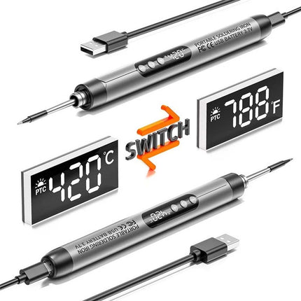 Cordless Soldering Iron Kit Usb Rechargeable Digital Display 5-speed Temperature Upgraded Version GRAY - Image 6