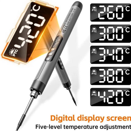 Cordless Soldering Iron Kit Usb Rechargeable Digital Display 5-speed Temperature Upgraded Version GRAY - Image 8