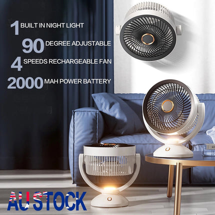 10 inch Portable USB 90Degree Table Fan Desk Fan Light Quiet Personal Cooler   White