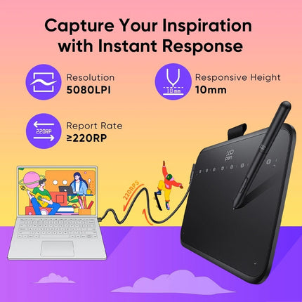 XP-Pen Deco 640 Graphics Tablet 16K Pressure Levels 16x9cm Drawing Area